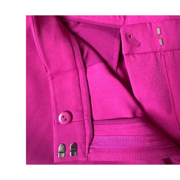 Tahari | Fuchsia Straight Leg Flat Front High Rise Trousers | Size 18 - Picture 4 of 7